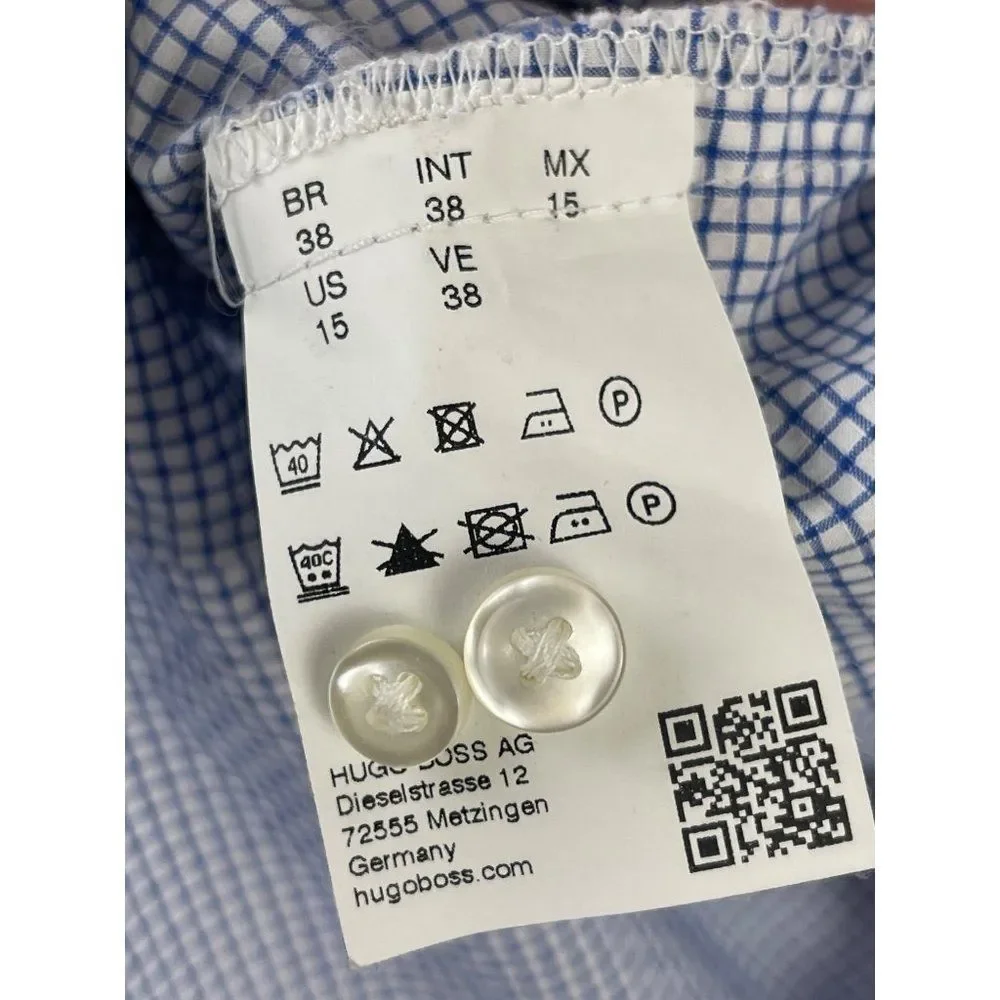 Hugo Boss Mens Button Down Shirt Blue Business Casual - Picture 5 of 7
